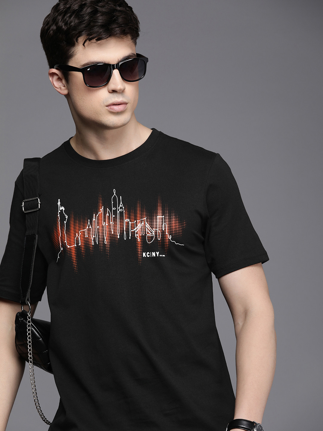 

Kenneth Cole Printed Pure Cotton T-shirt, Black