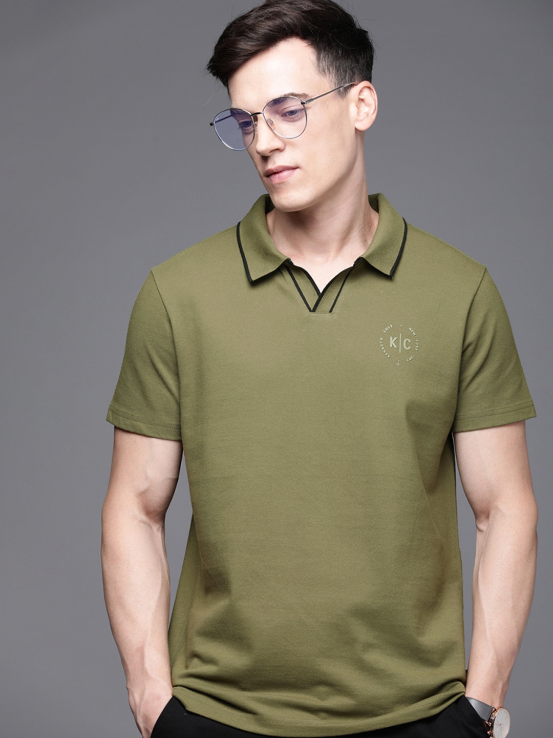 

Kenneth Cole Polo Collar Pure Cotton T-shirt, Olive