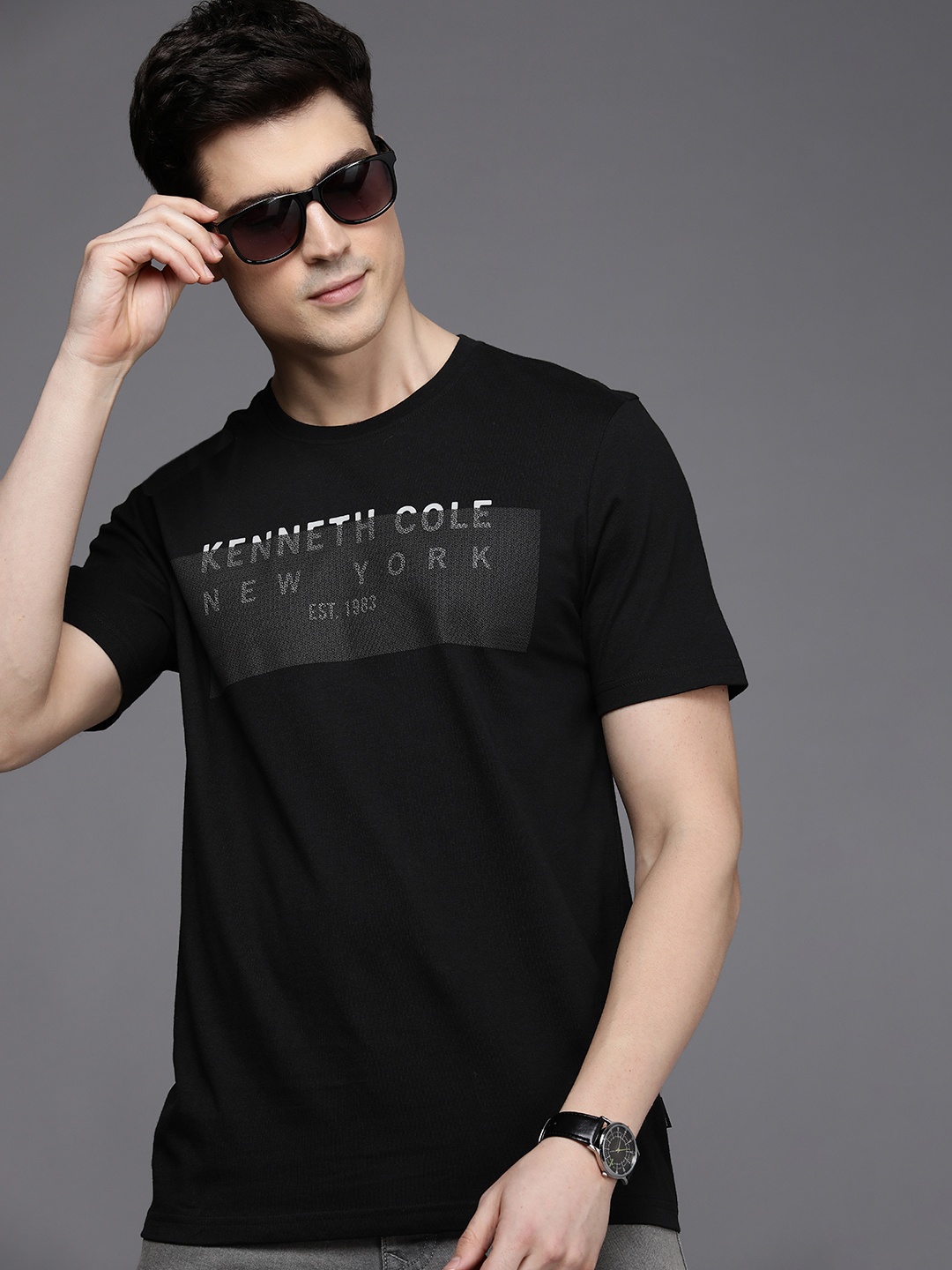 

Kenneth Cole Brand Logo Printed Pure Cotton T-shirt, Black