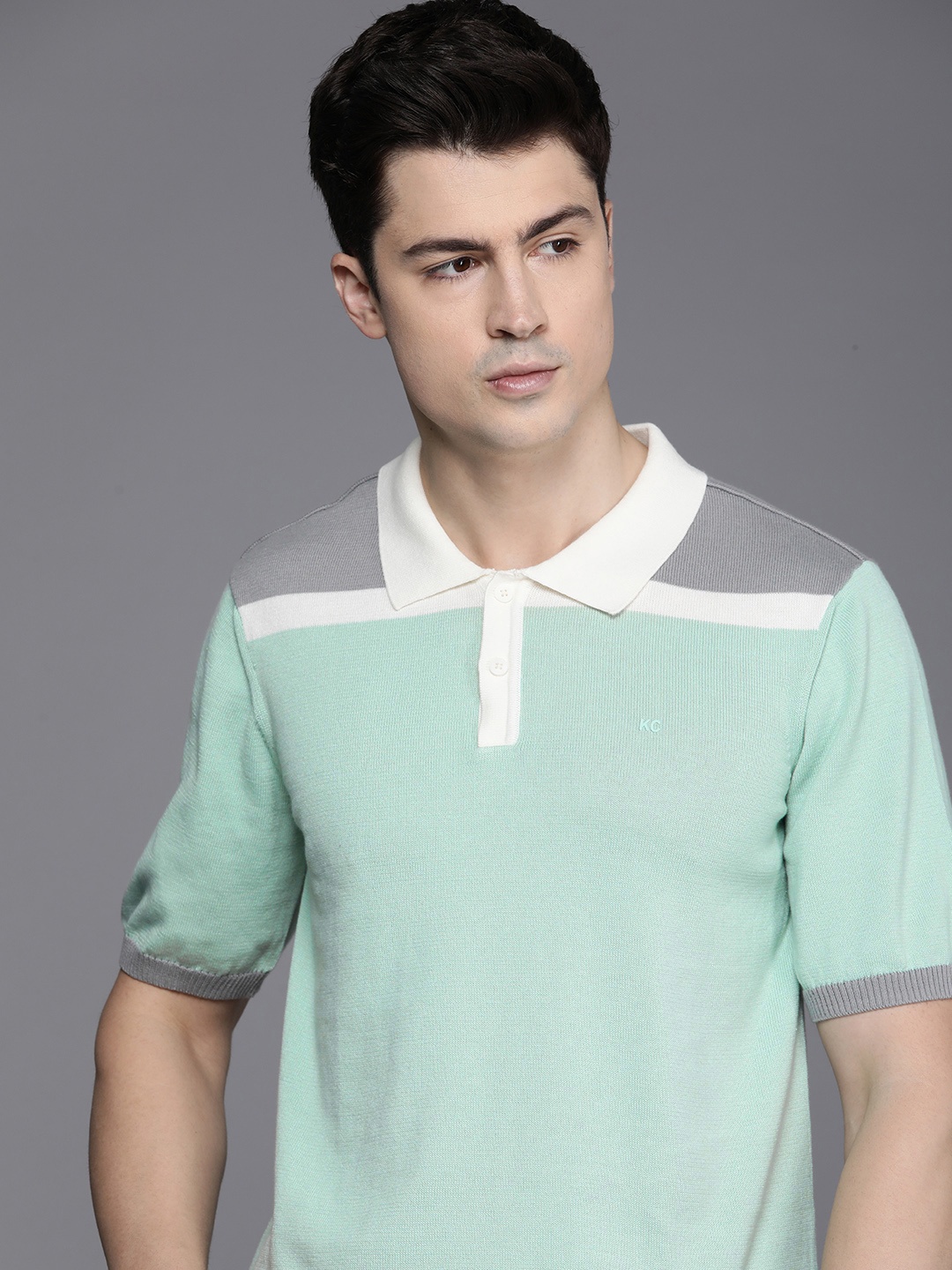 

Kenneth Cole Colourblocked Polo Collar T-shirt, Green