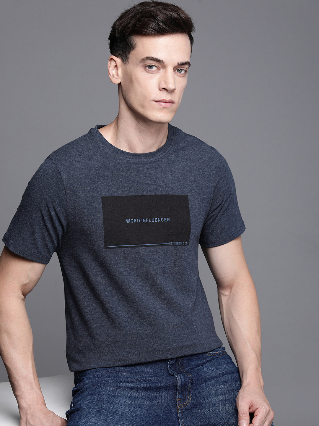 

Kenneth Cole Typography Printed T-shirt, Navy blue