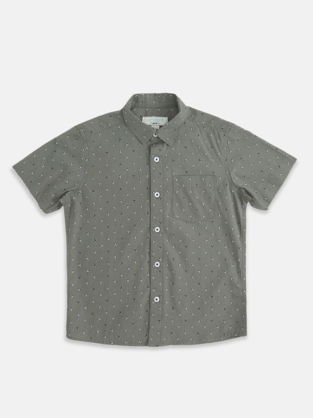

Pantaloons Junior Boys Printed Cotton Casual Shirt, Olive