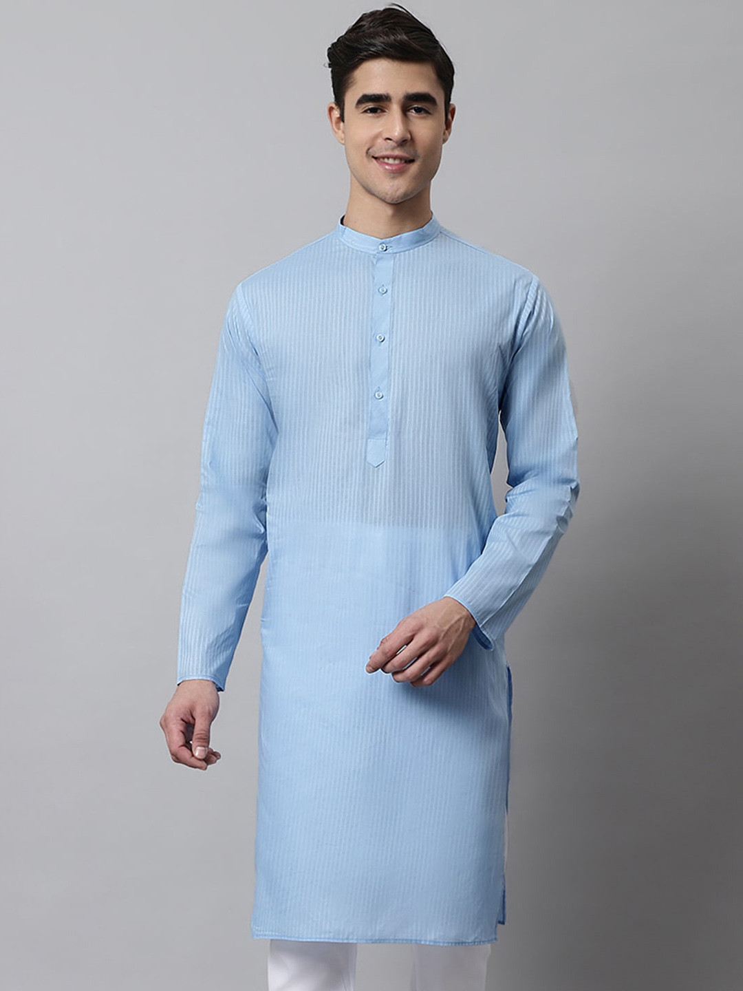 

Jompers Men Striped Cotton Kurta, Blue