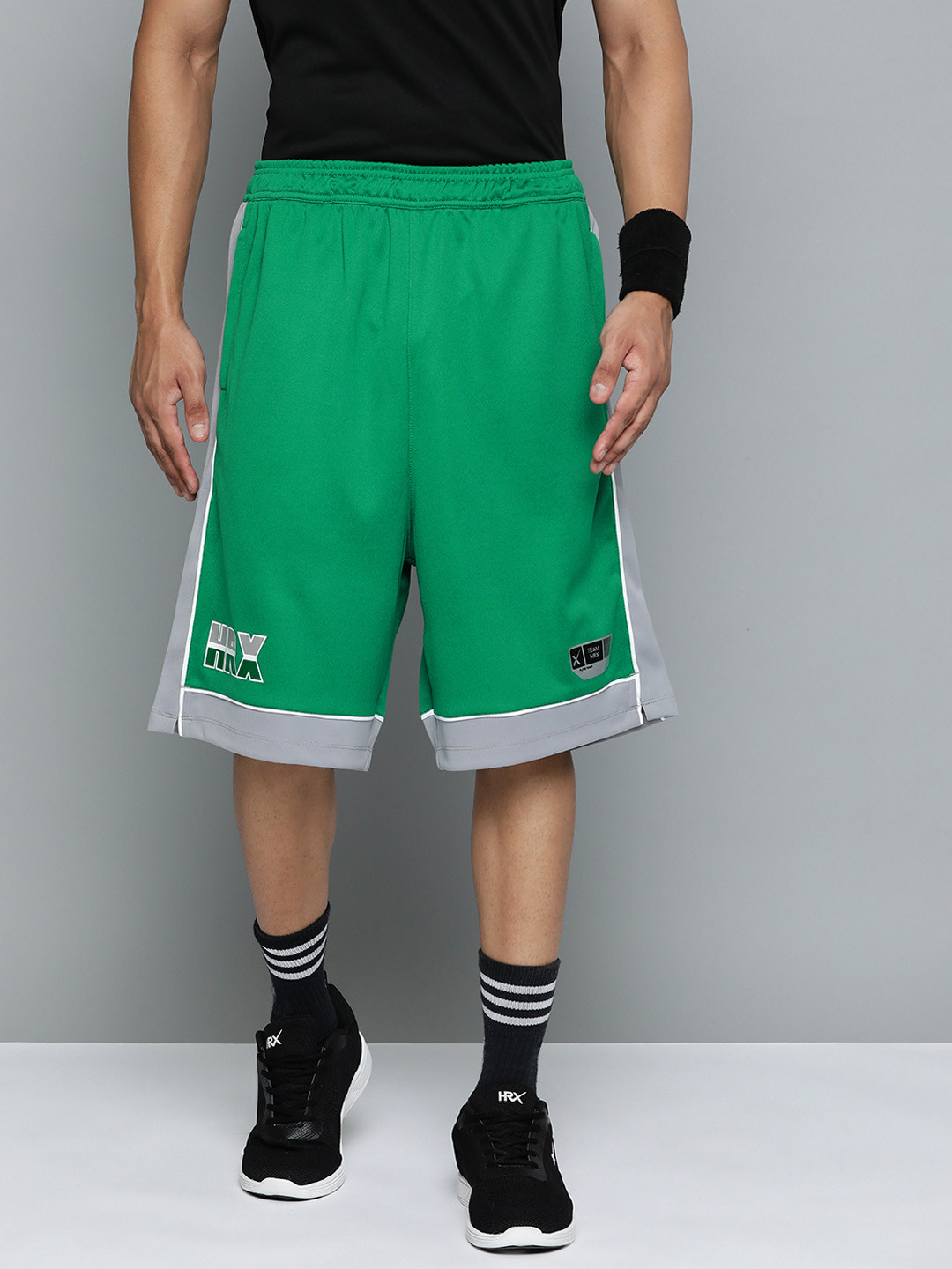

HRX by Hrithik Roshan Men Typography Printed Basketball Sports Shorts, Green
