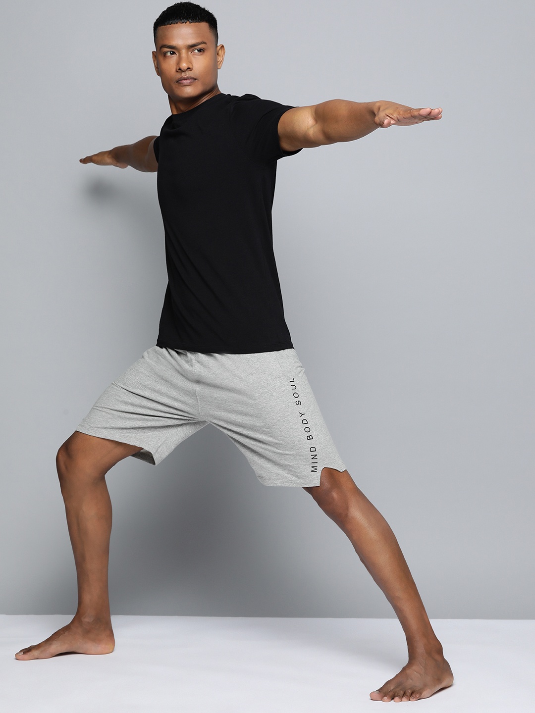 

HRX by Hrithik Roshan Yoga Sports Shorts with Antimicrobial Technology, Grey melange