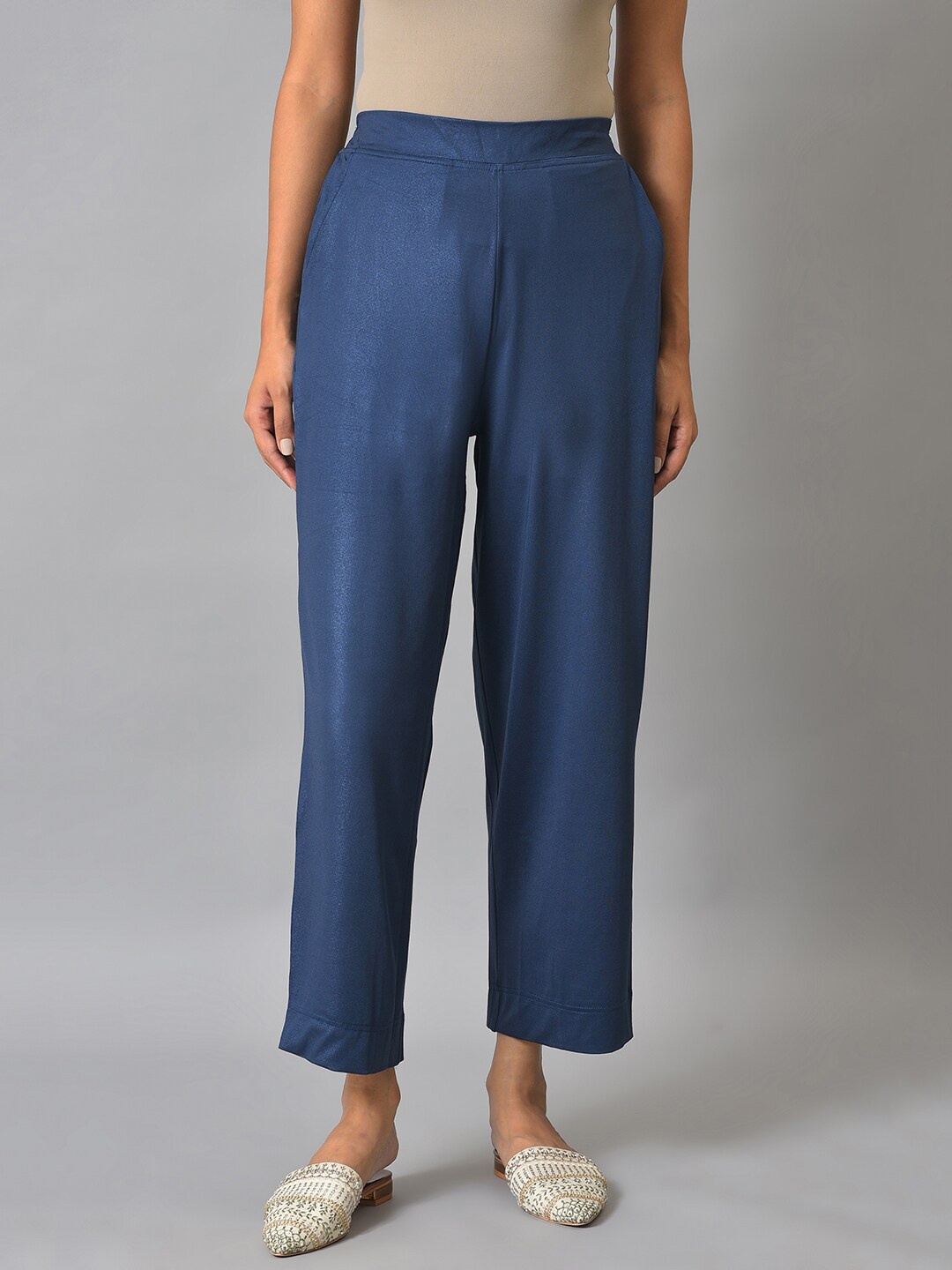 

elleven Women Blue Chambray Palazzos