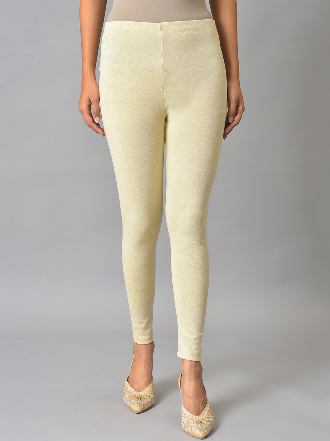 

elleven Mid Rise Ankle Length Leggings, Beige