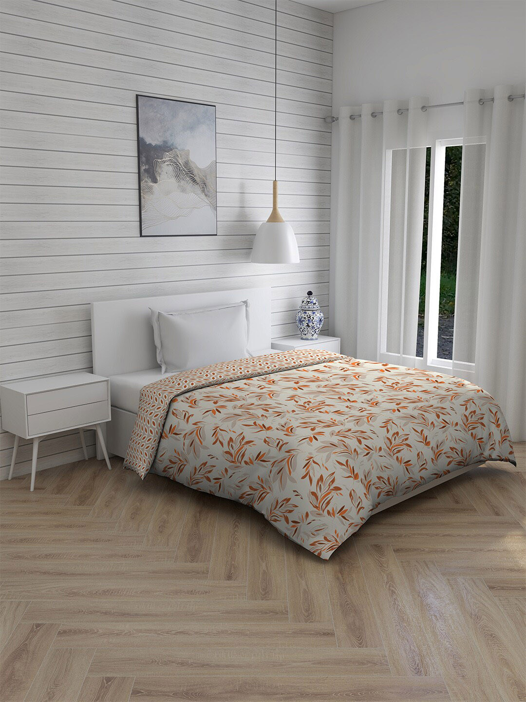 

Layers Firenze White & Brown Floral Mild Winter 120 GSM Single Bed Comforter