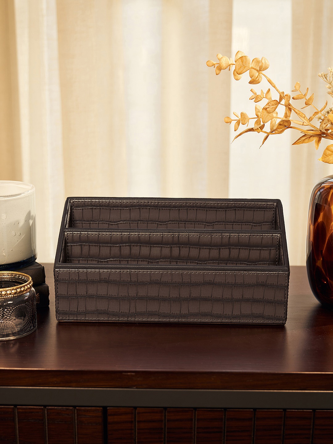 

Pure Home and Living Brown Croc Pattern Envelope Holder