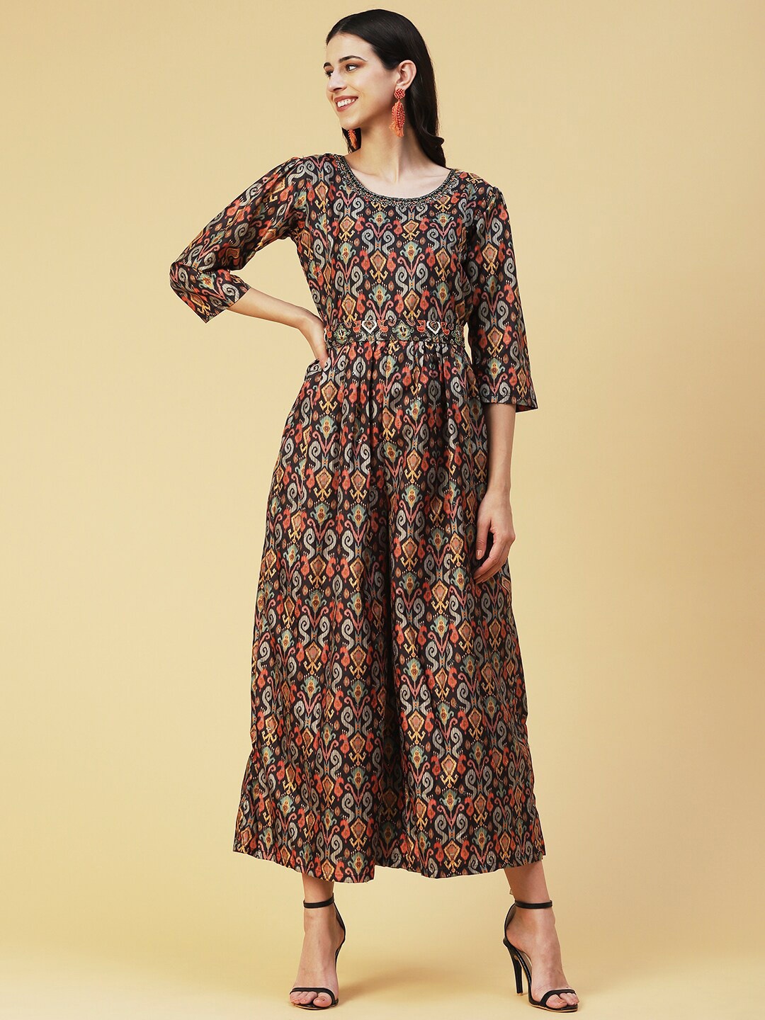

FASHOR Printed Basic Jumpsuit, Black