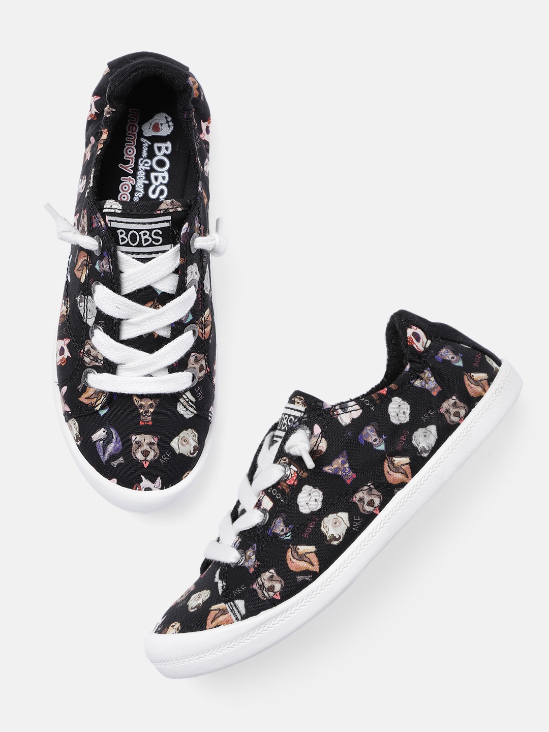 

Skechers Women BEACH BINGO - DAPPER PARTY Dogs Printed Sneakers, Black