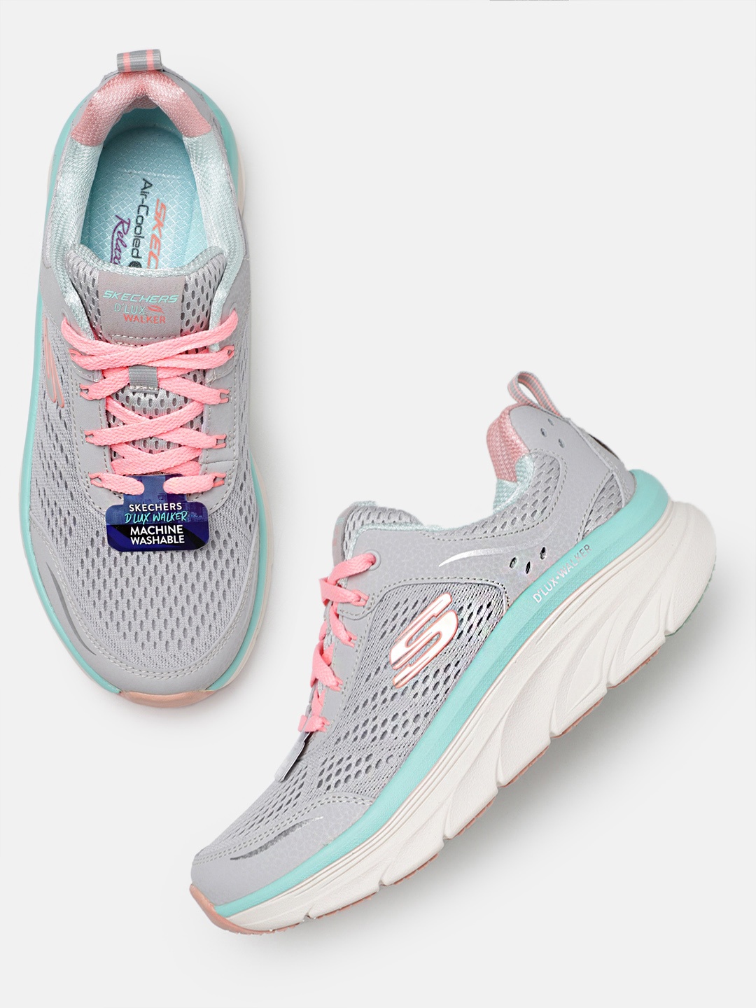 

Skechers Women D'LUX WALKER-INFINITE MOTION Woven Design Sneakers, Grey