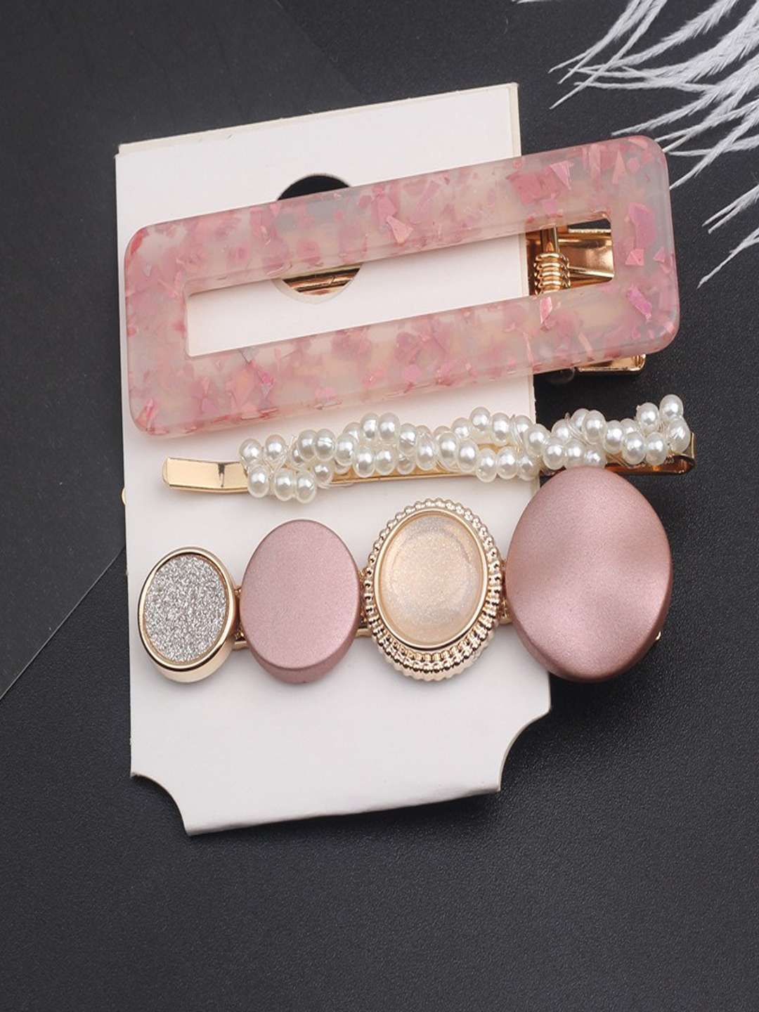 

Pinapes Set of 3 Embellished Hair Accessory Set, Pink