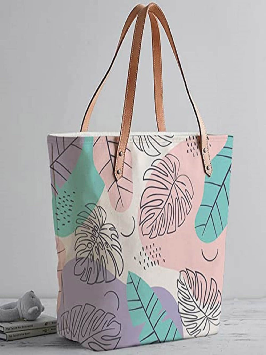

Lychee bags Floral Printed Structured Tote Bag, Pink