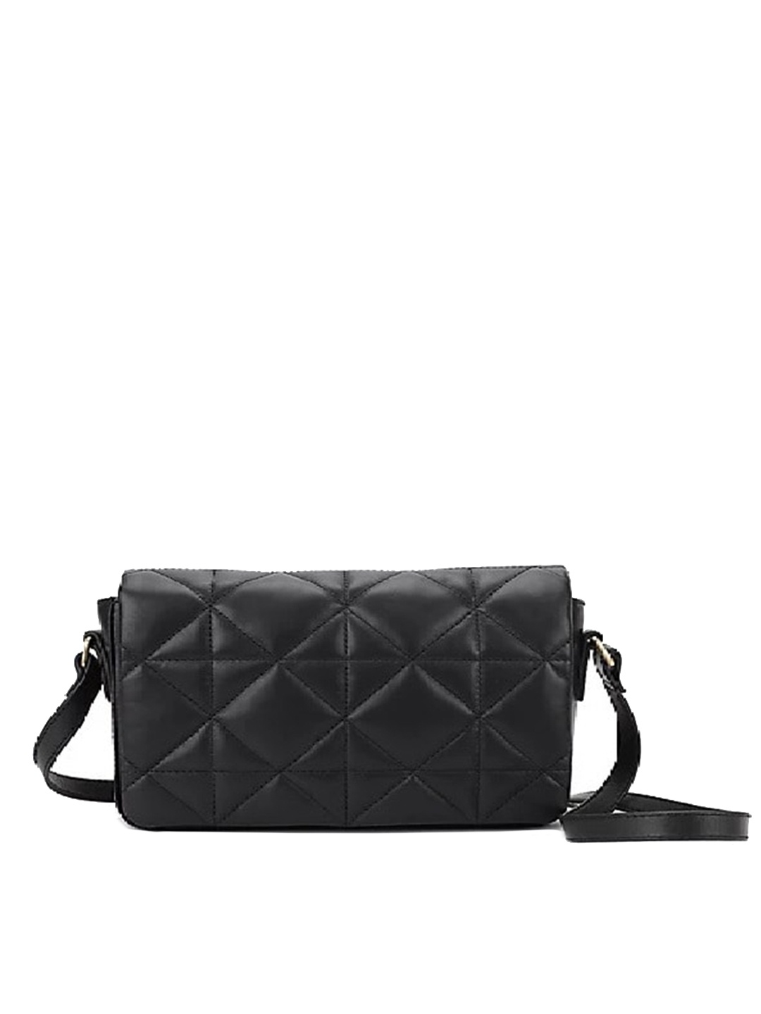 

Lychee bags Textured Structured Sling Bag With Quilted, Black