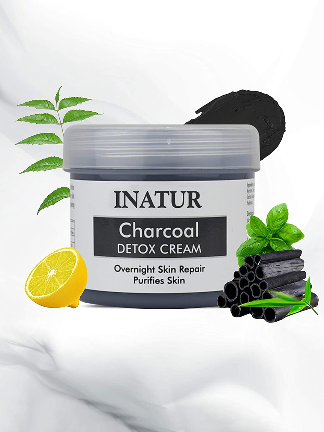 

Inatur Charcoal Detox Cream with Basil & Neem Extracts for Overnight Skin Repair - 100g