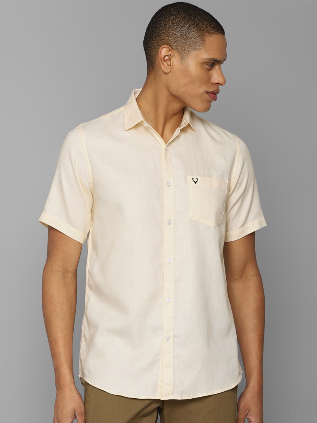 

Allen Solly Men Slim Fit Cotton Casual Shirt, Beige