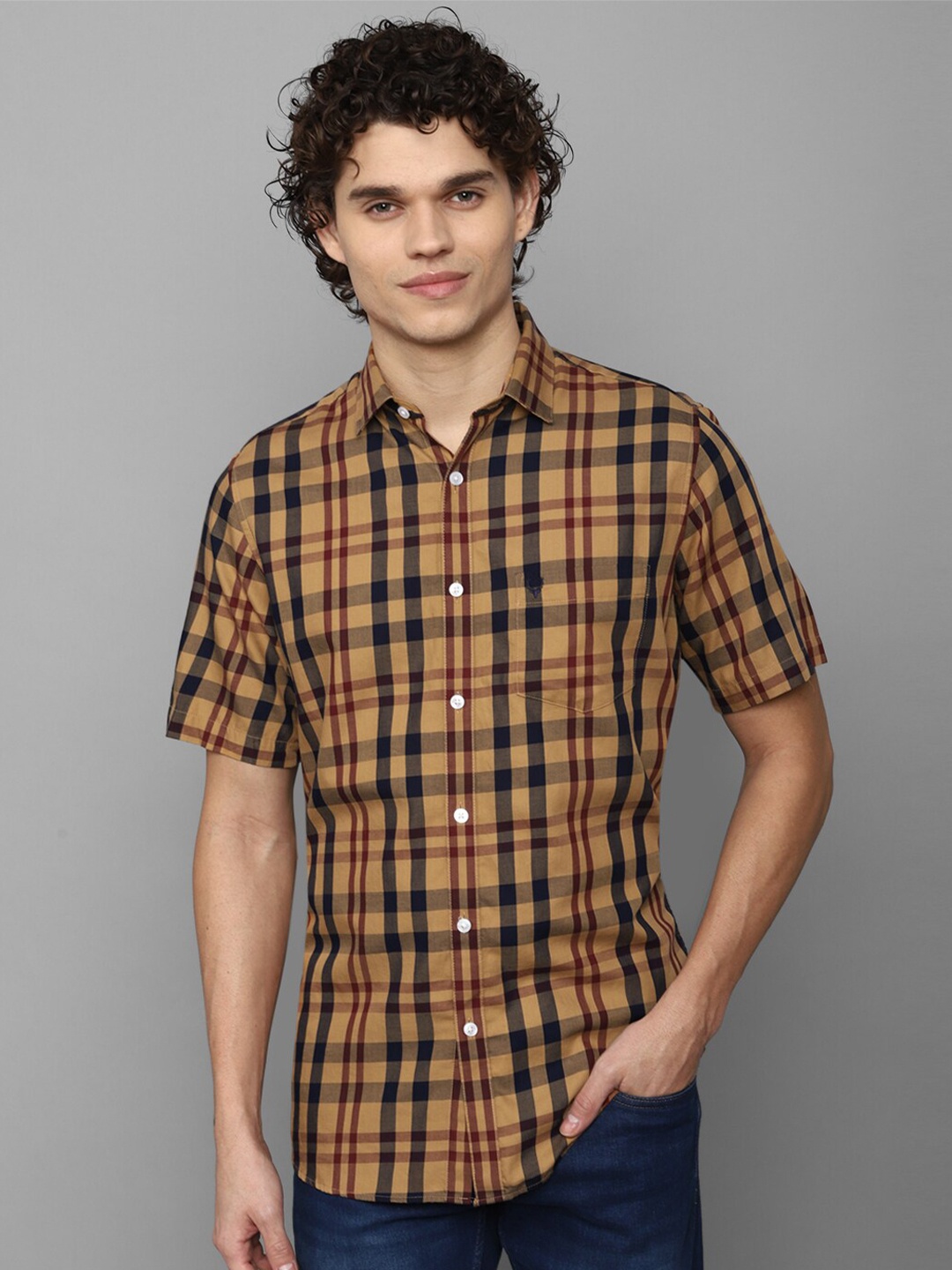 

Allen Solly Men Slim Fit Tartan Checked Cotton Casual Shirt, Brown