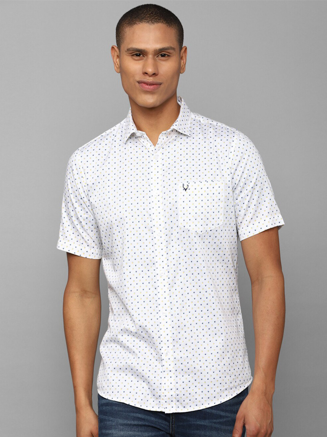 

Allen Solly Men Slim Fit Printed Pure Cotton Casual Shirt, White