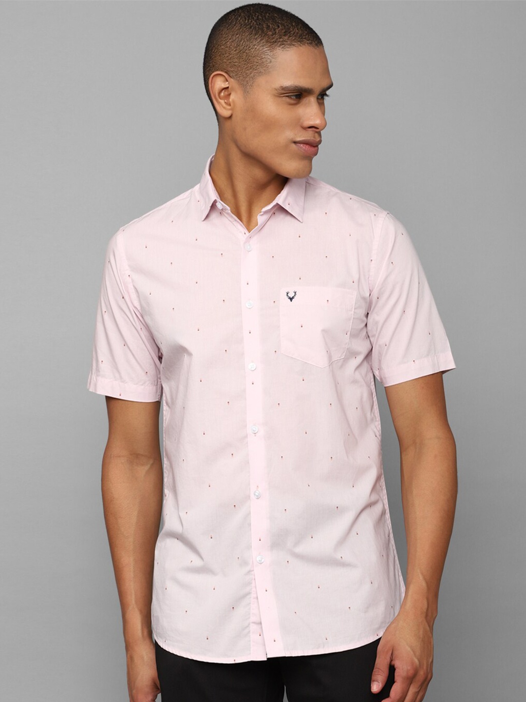 

Allen Solly Men Slim Fit Printed Pure Cotton Casual Shirt, Pink