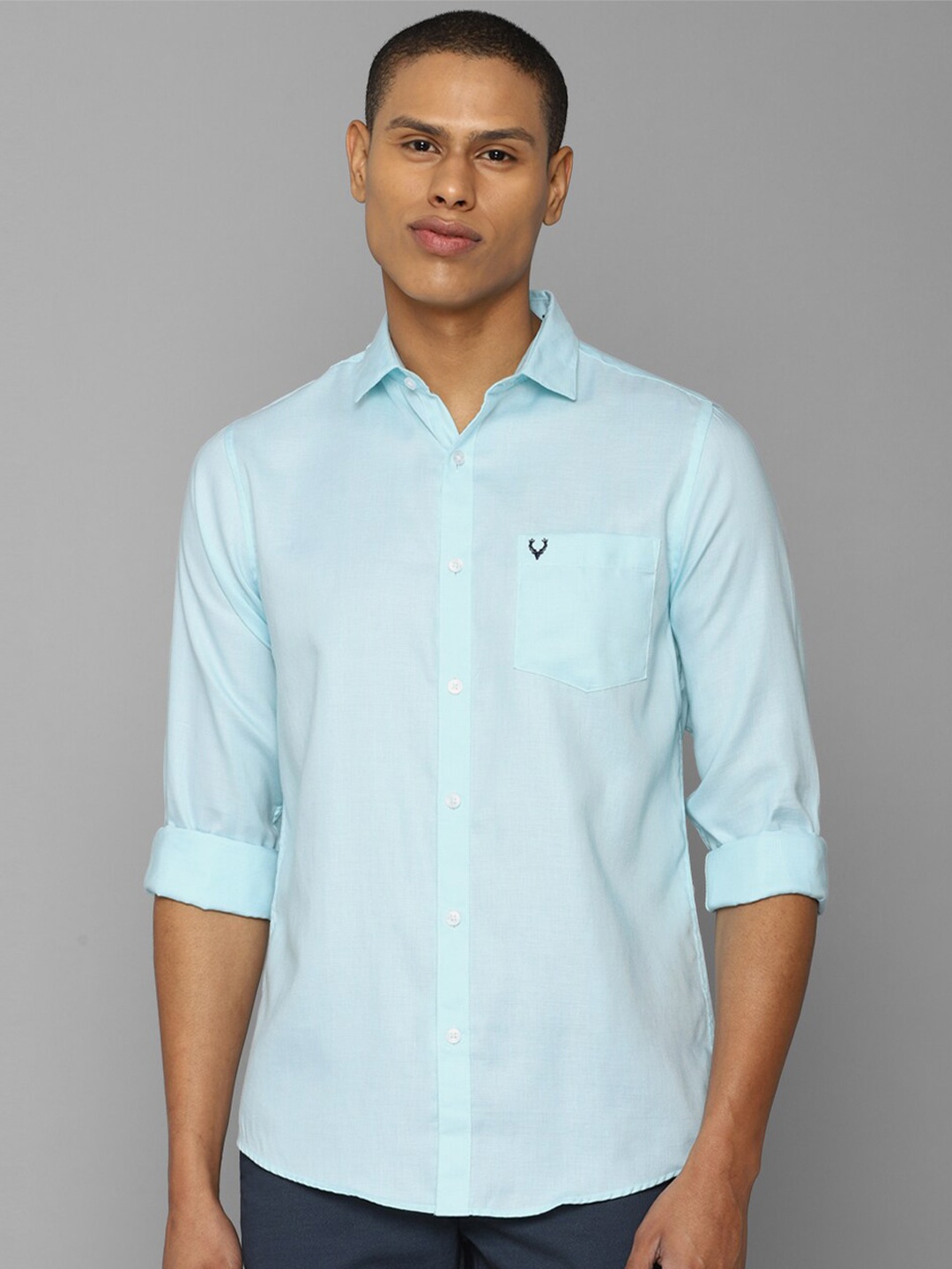 

Allen Solly Men Slim Fit Pure Cotton Casual Shirt, Blue