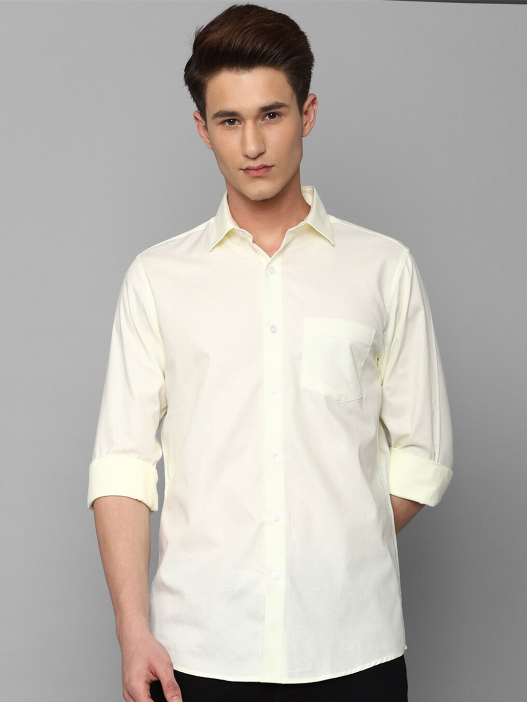 

Allen Solly Men Slim Fit Pure Cotton Casual Shirt, Cream
