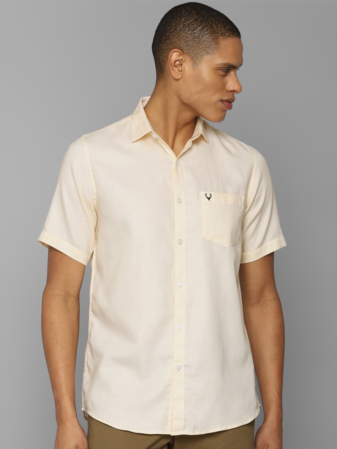 

Allen Solly Men Slim Fit Pure Cotton Casual Shirt, Beige