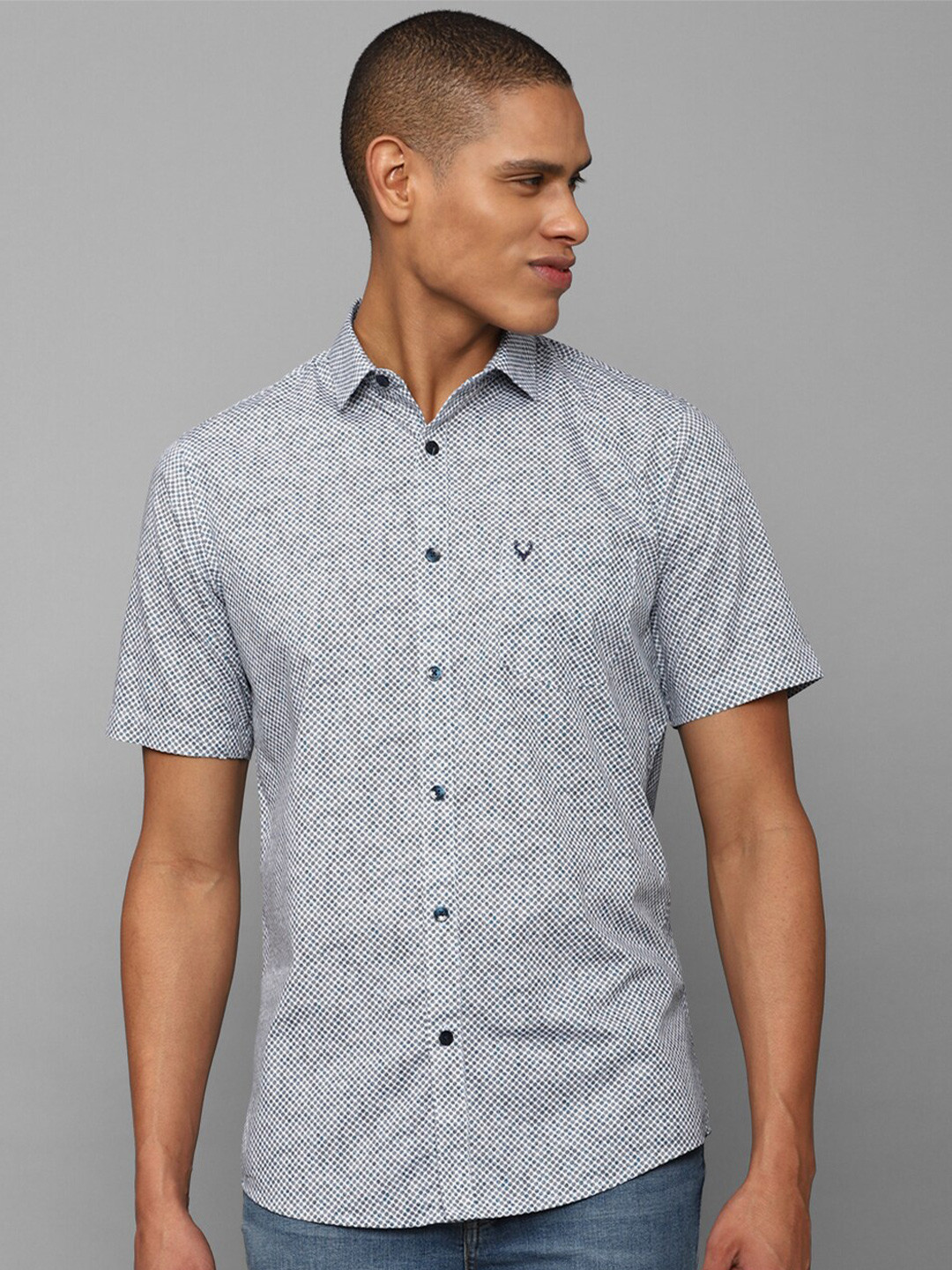 

Allen Solly Men Slim Fit Printed Pure Cotton Casual Shirt, Grey