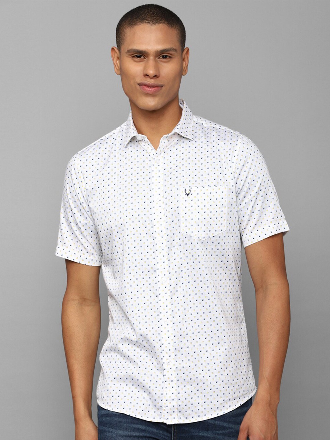 

Allen Solly Men Slim Fit Printed Pure Cotton Casual Shirt, White