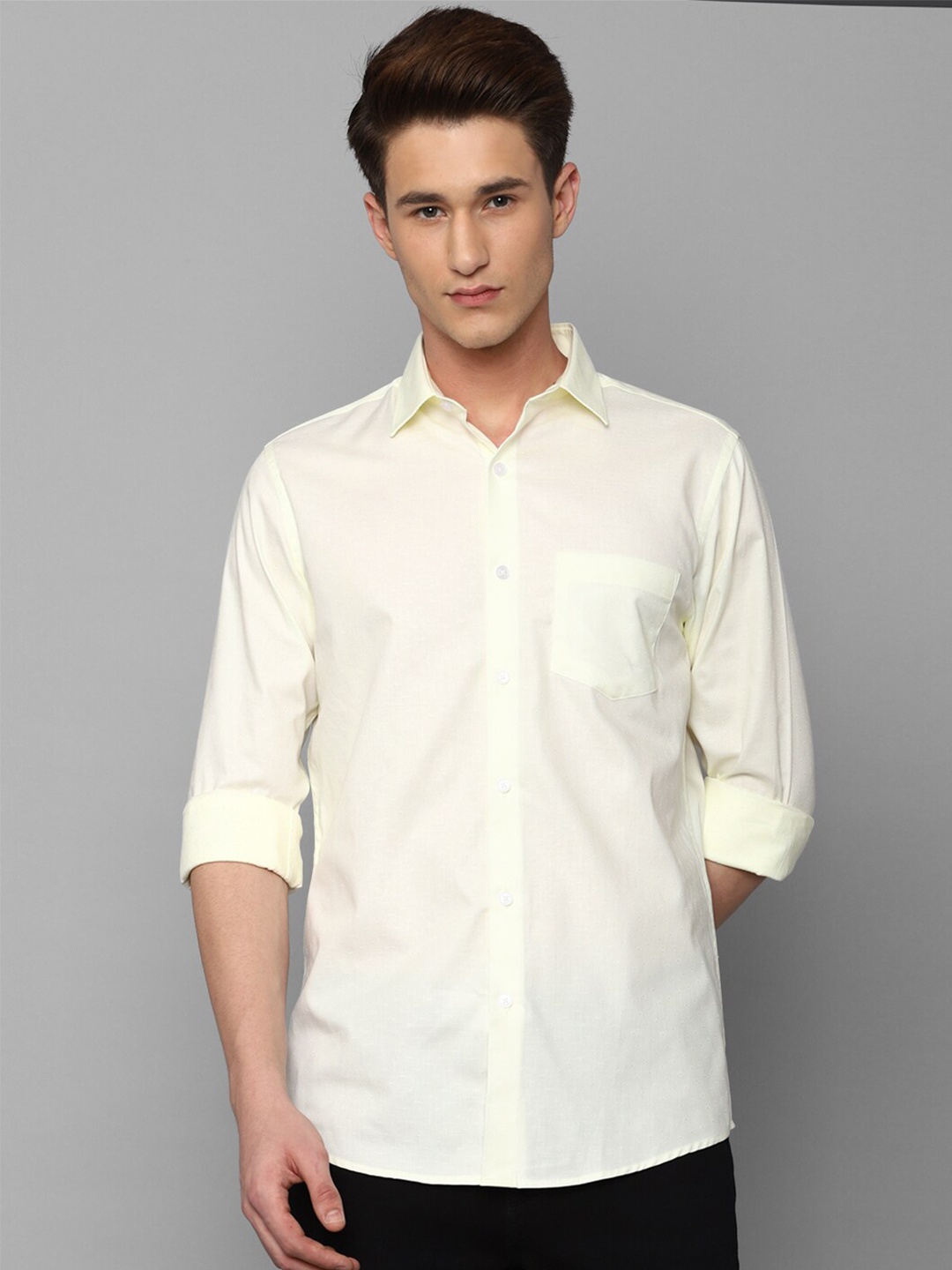 

Allen Solly Men Slim Fit Pure Cotton Casual Shirt, Cream
