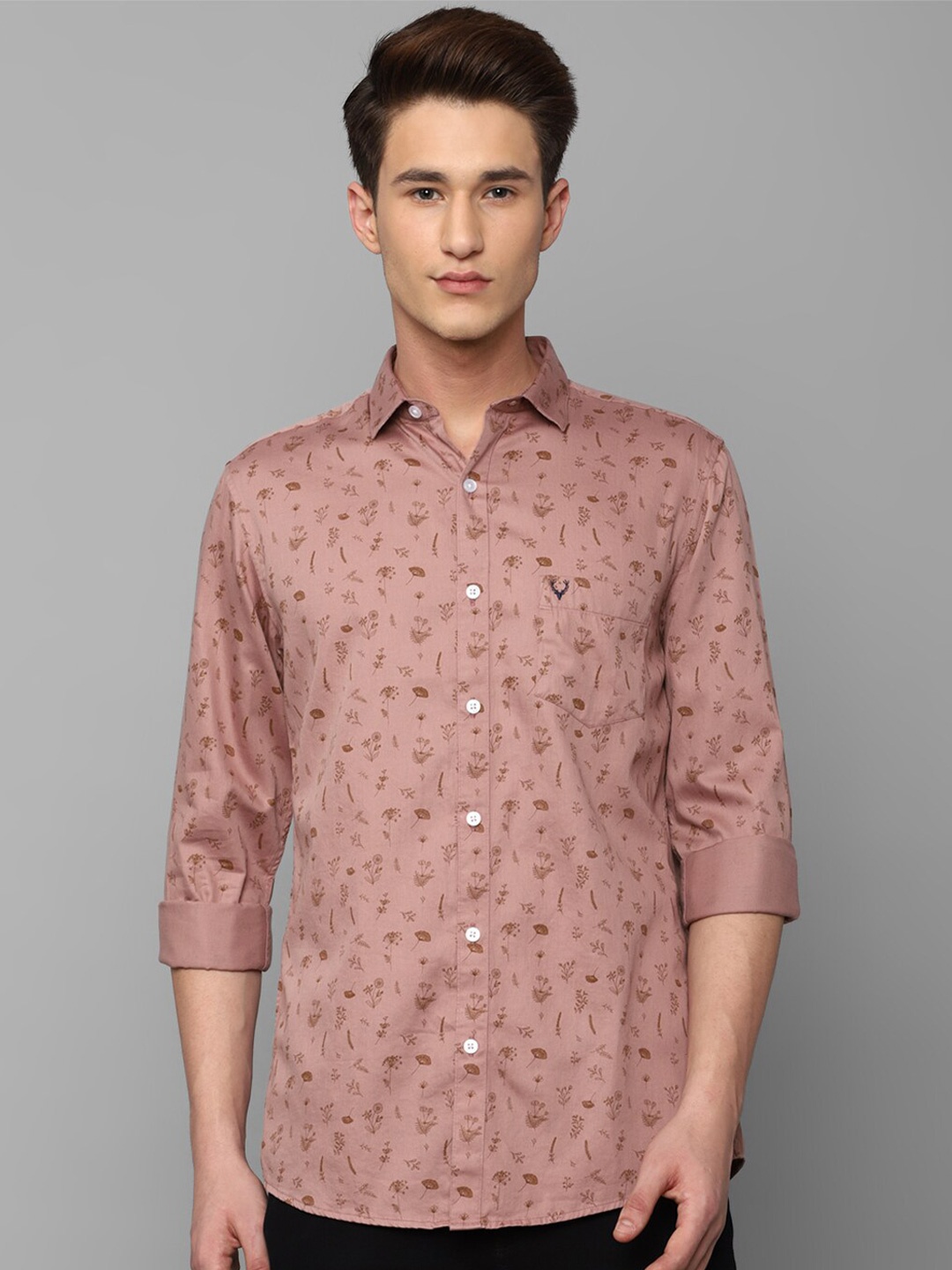 

Allen Solly Men Slim Fit Floral Printed Pure Cotton Casual Shirt, Pink