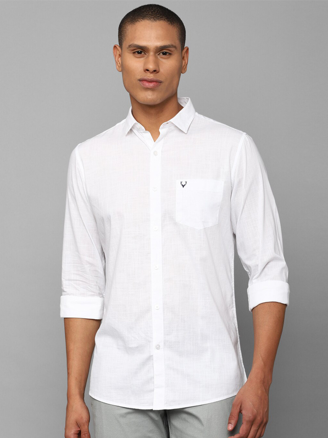 

Allen Solly Men Solid Cotton Slim Fit Casual Shirt, White
