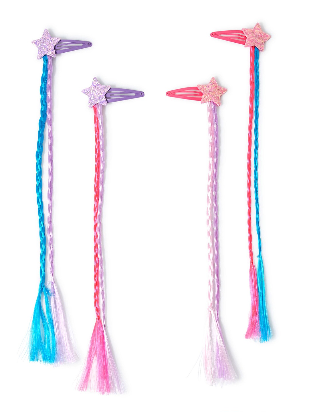 

Accessorize Girls Set of 4 Tic Tac Hair Clip Fake Hair Extension, Blue