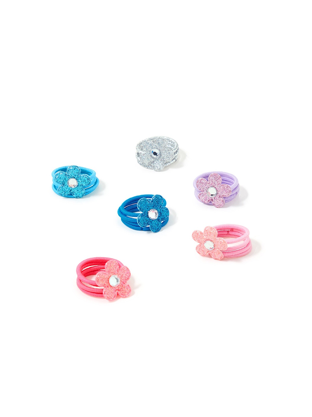 

Accessorize Girls Set of 6 Ponytail Holders, Blue