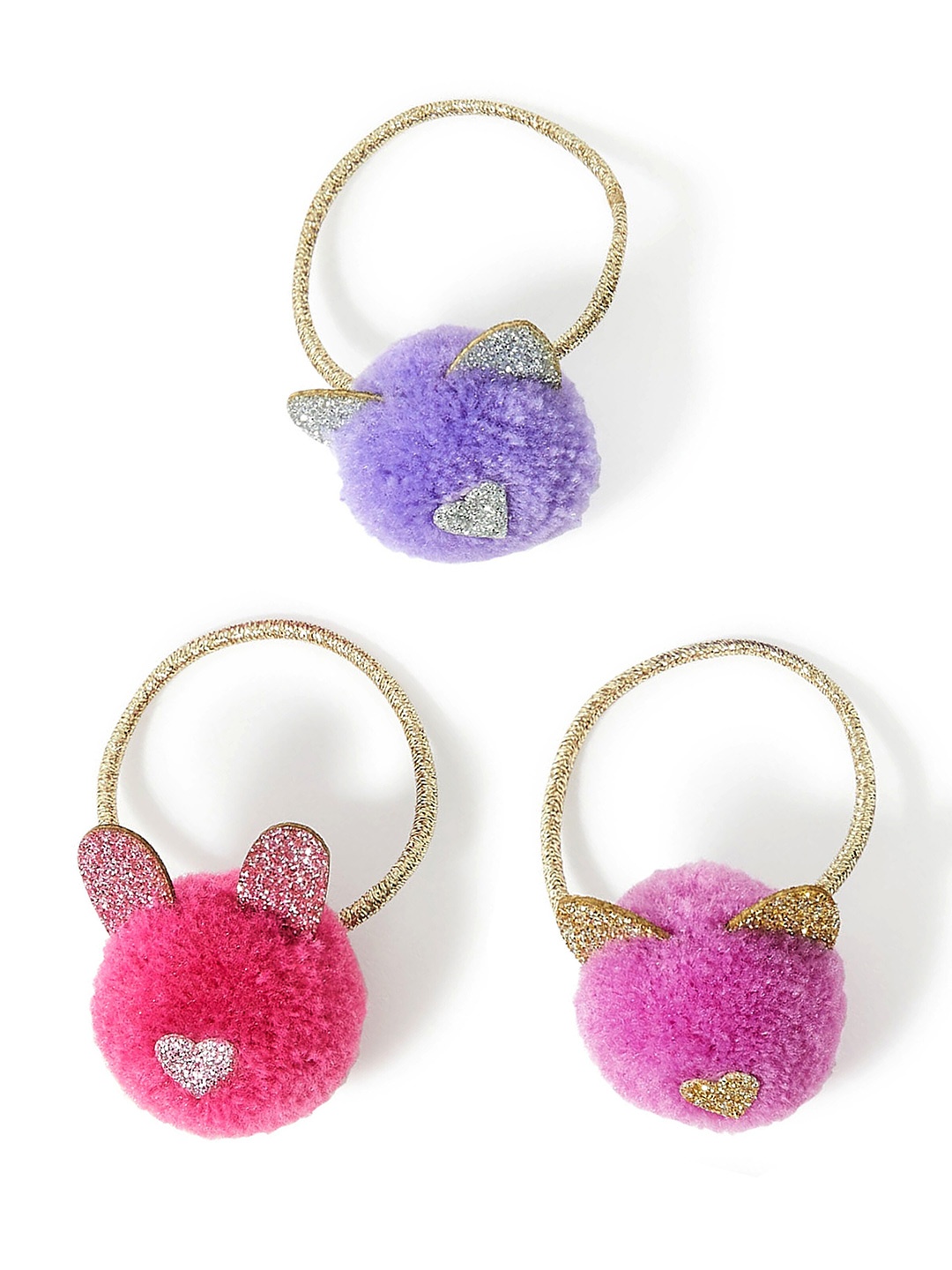 

Accessorize Girls Set of 3 Fur Ponytail Holders, Red