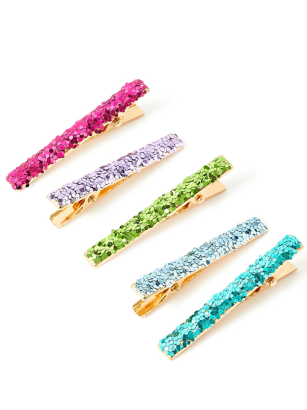 

Accessorize Girls Set of 5 Embellished Alligator Hair Clip, Pink