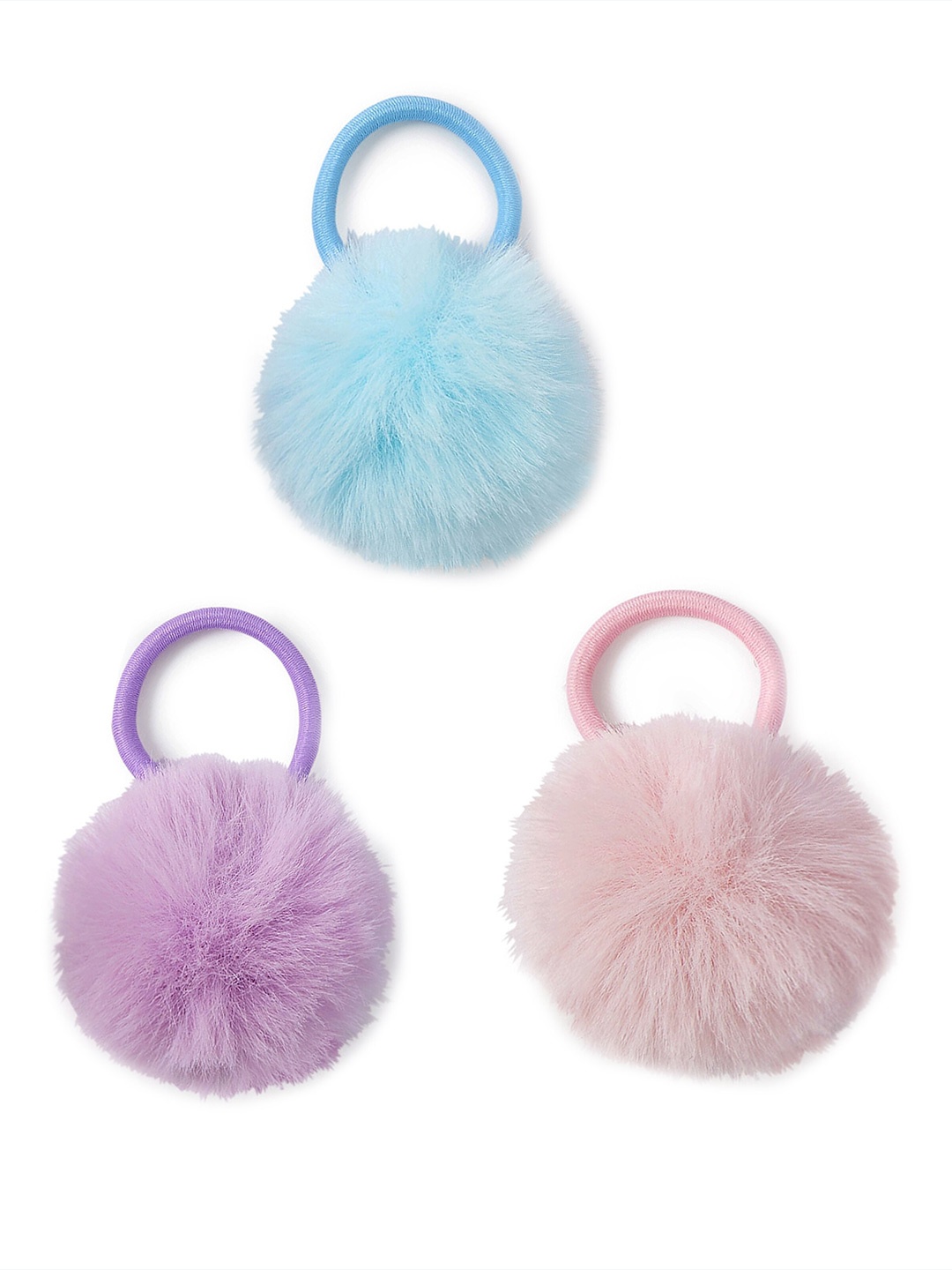 

Accessorize Girls Set of 3 Fur Ponytail Holders, Blue