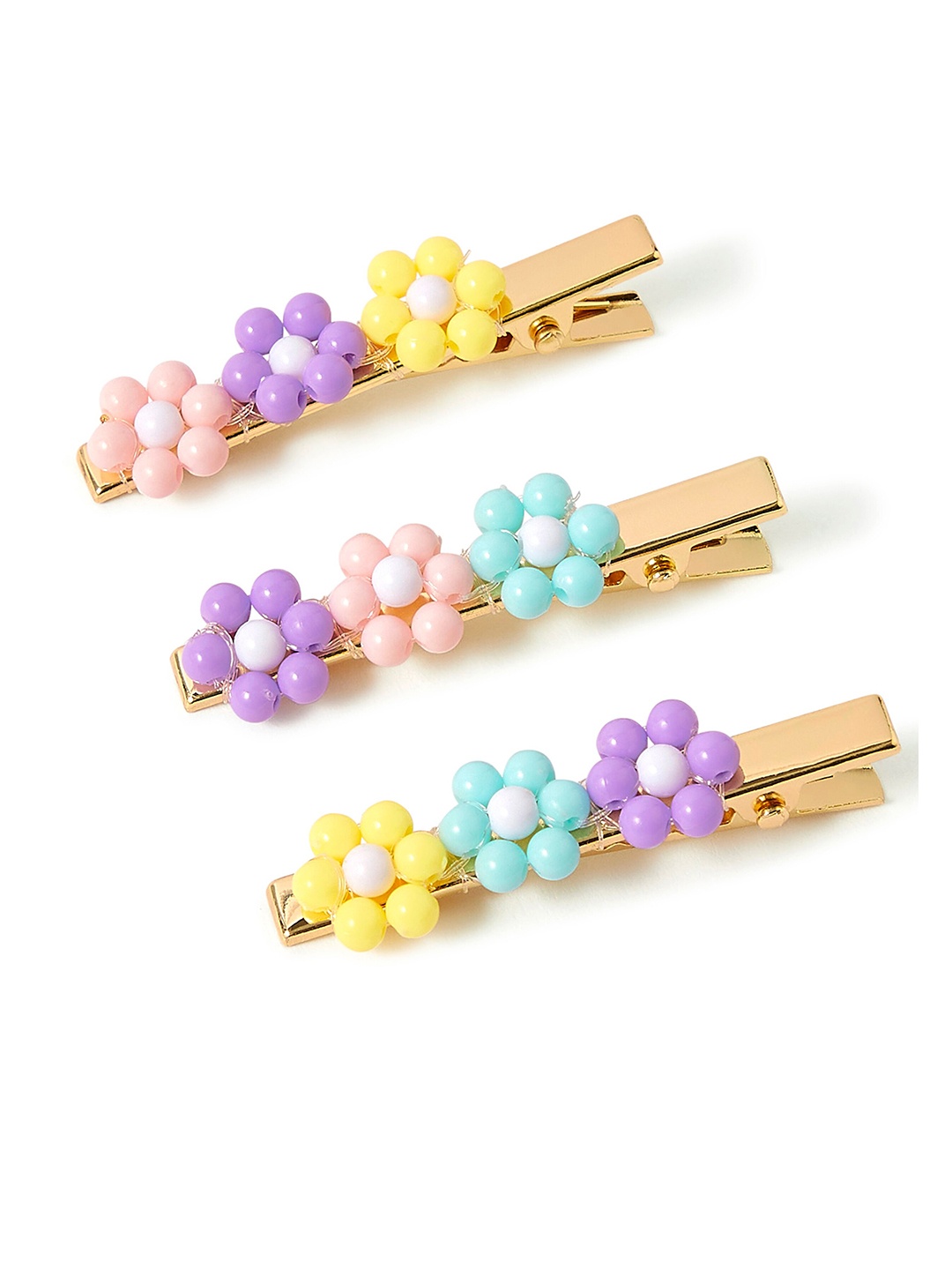 

Accessorize Girls Set of 3 Beaded Alligator Hair Clip, Gold