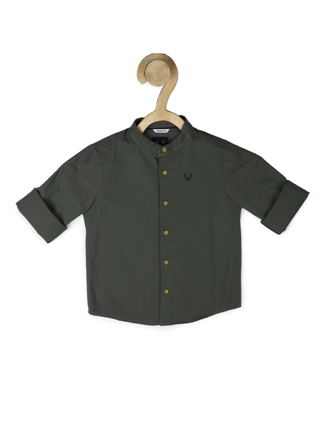 

Allen Solly Junior Boys Solid Cotton Regular Fit Casual Shirt, Olive