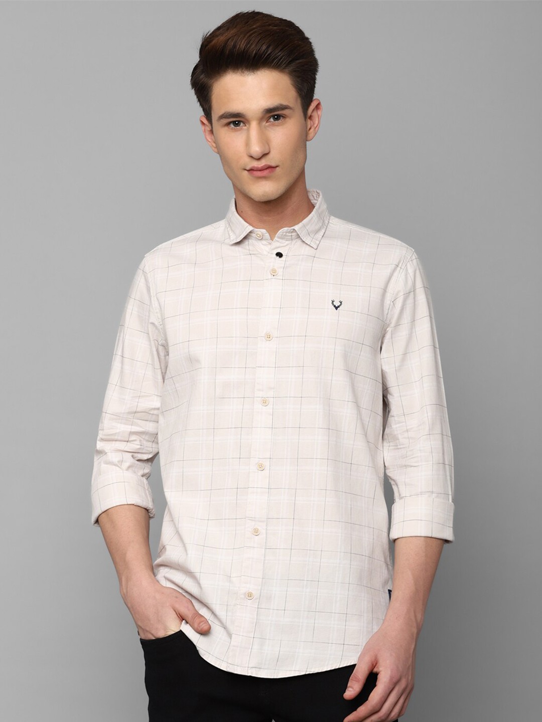 

Allen Solly Sport Men Checked Cotton Regular Fit Casual Shirt, Cream