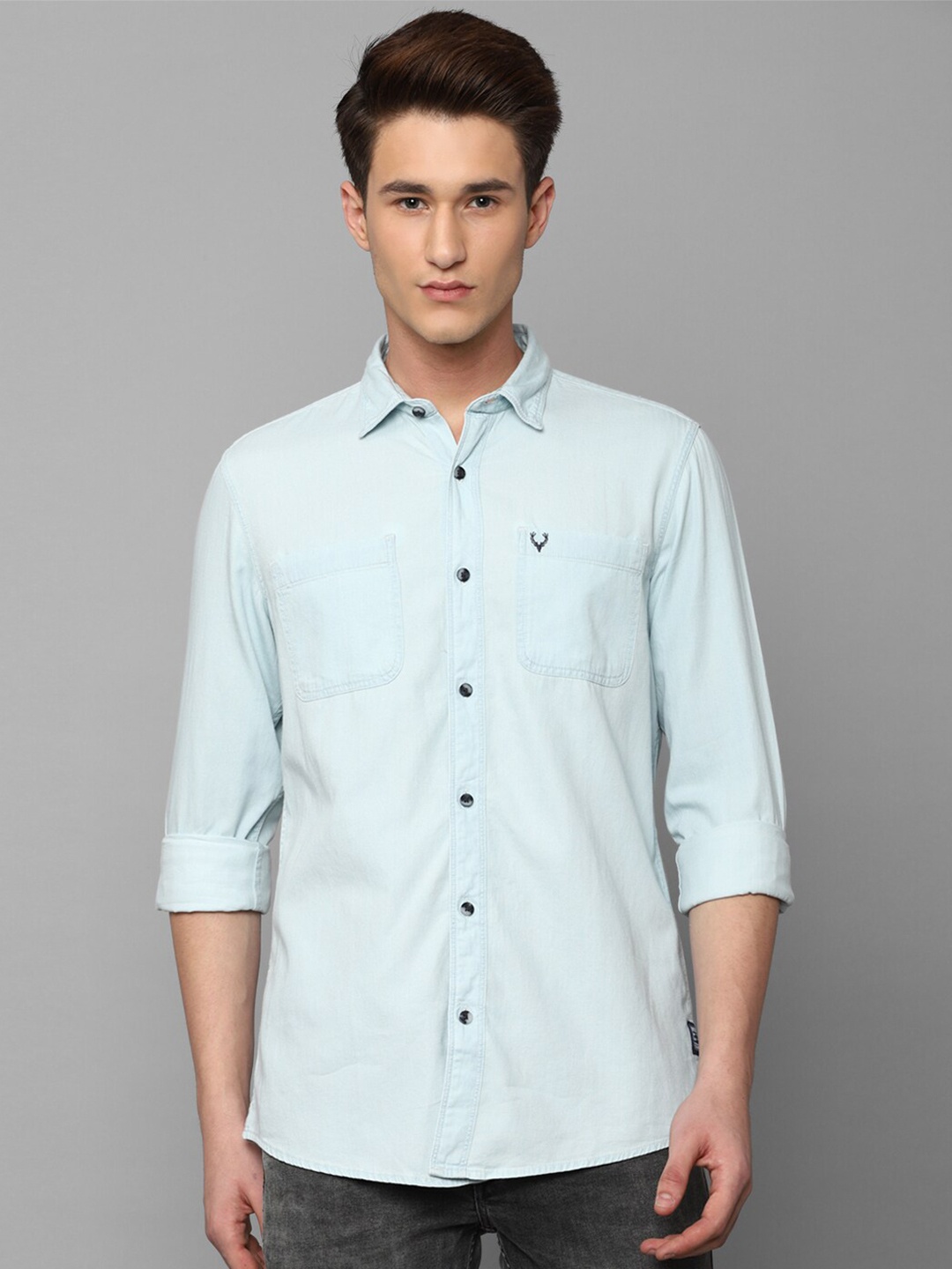 

Allen Solly Sport Men Solid Cotton Regular Fit Casual Shirt, Turquoise blue