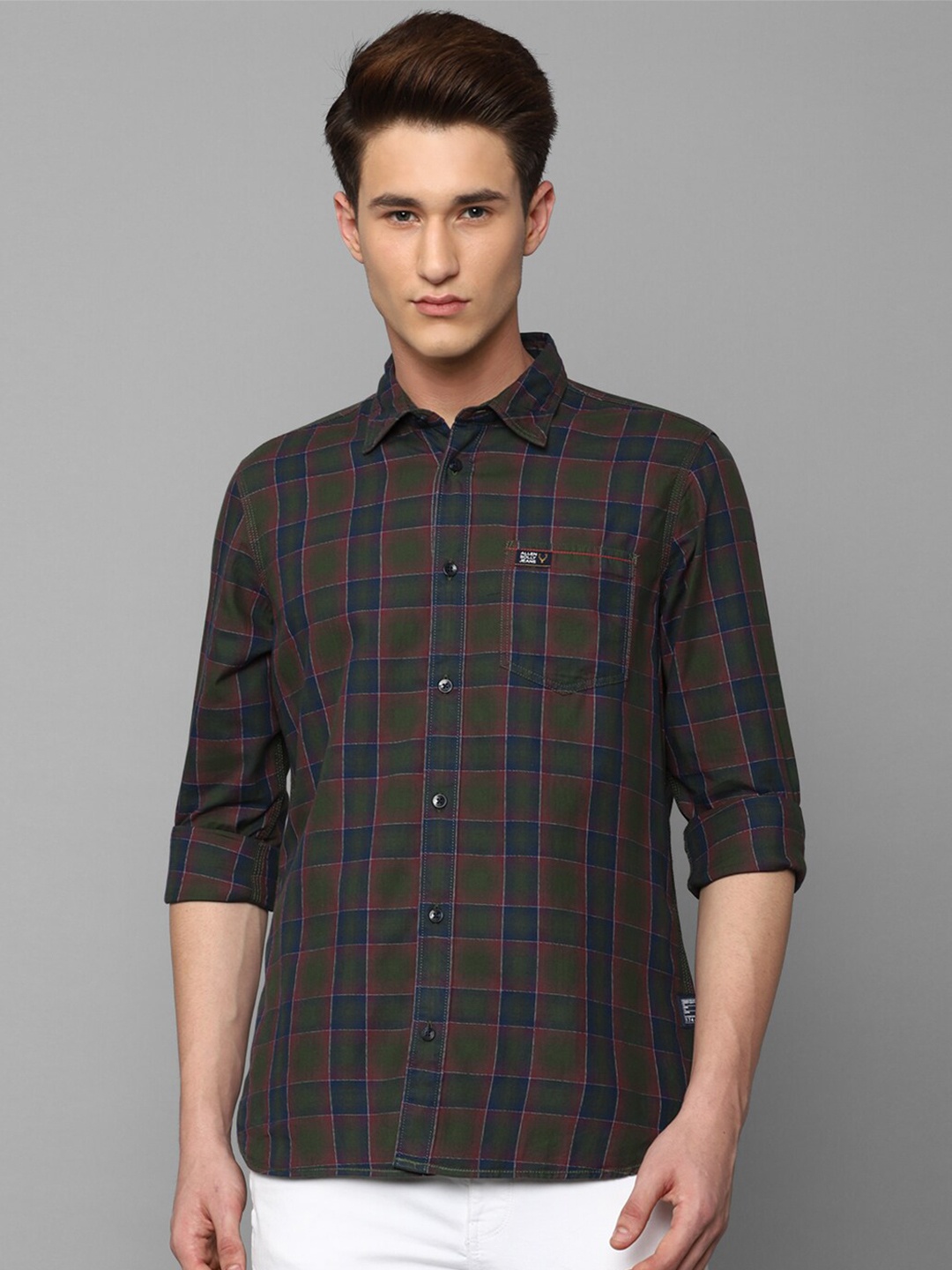

Allen Solly Sport Men Checked Cotton Regular Fit Casual Shirt, Olive