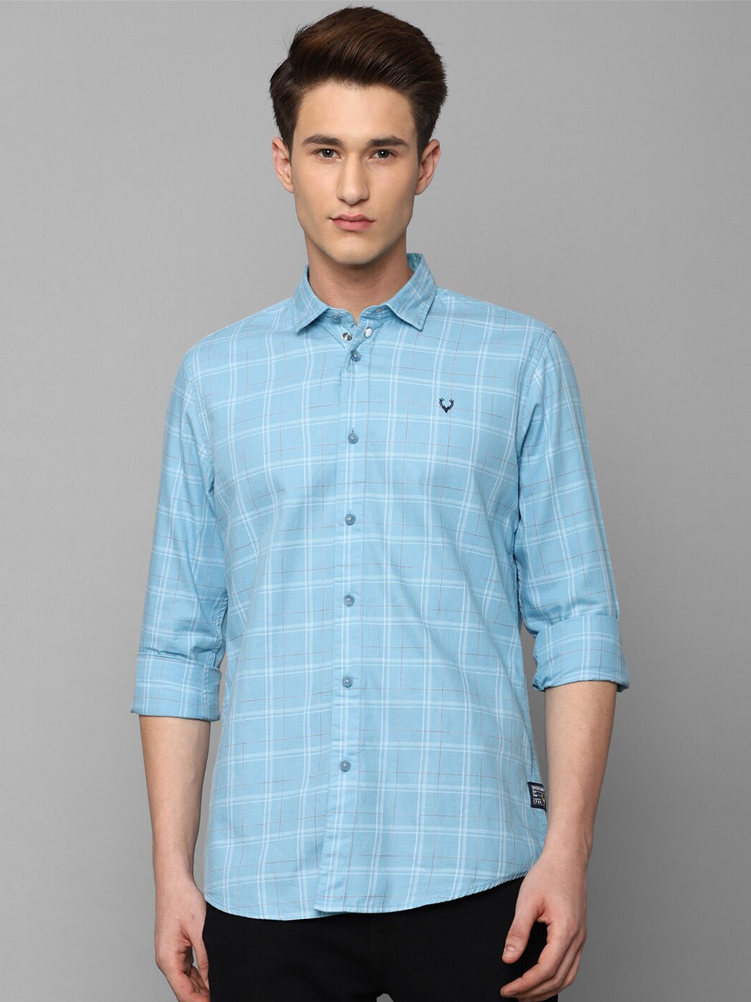 

Allen Solly Sport Men Checked Pure Cotton Casual Shirt, Blue