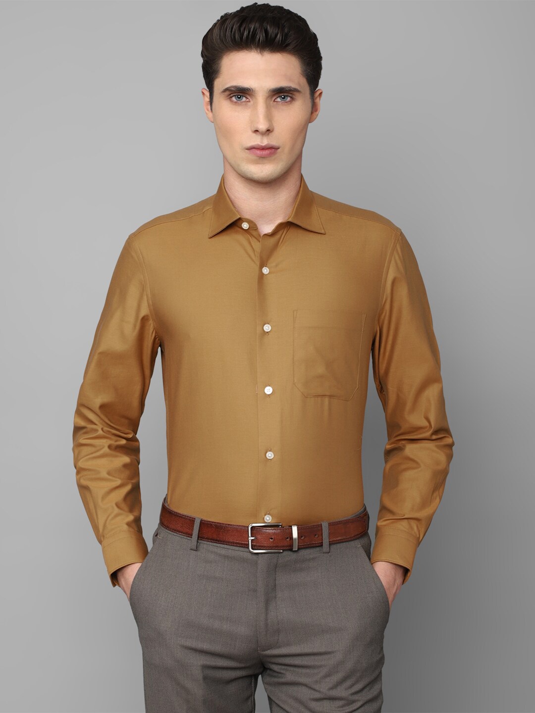 

Louis Philippe Men Slim Fit Pure Cotton Formal Shirt, Brown