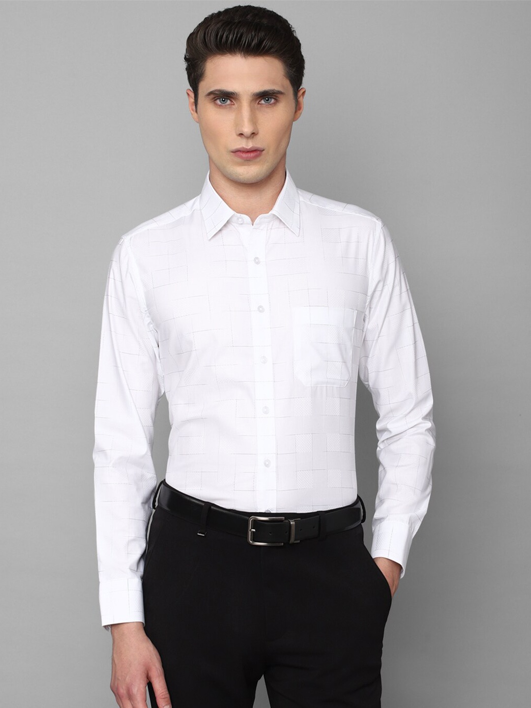 

Louis Philippe Men Slim Fit Checked Formal Shirt, White