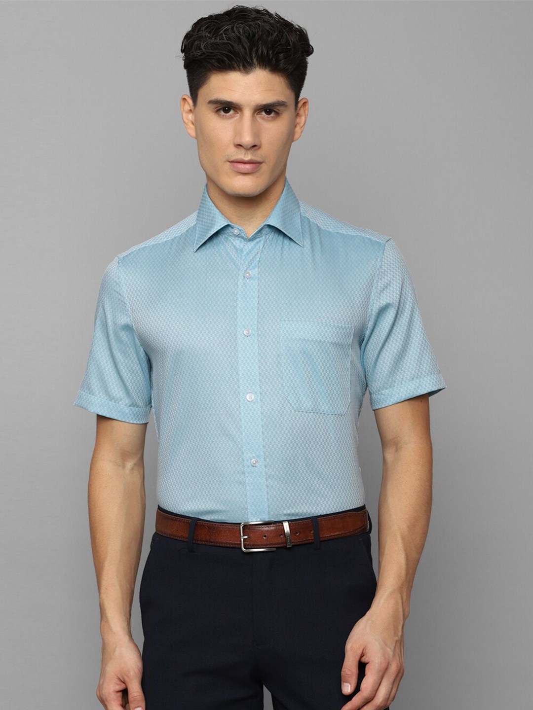 

Louis Philippe Men Slim Fit Pure Cotton Formal Shirt, Blue