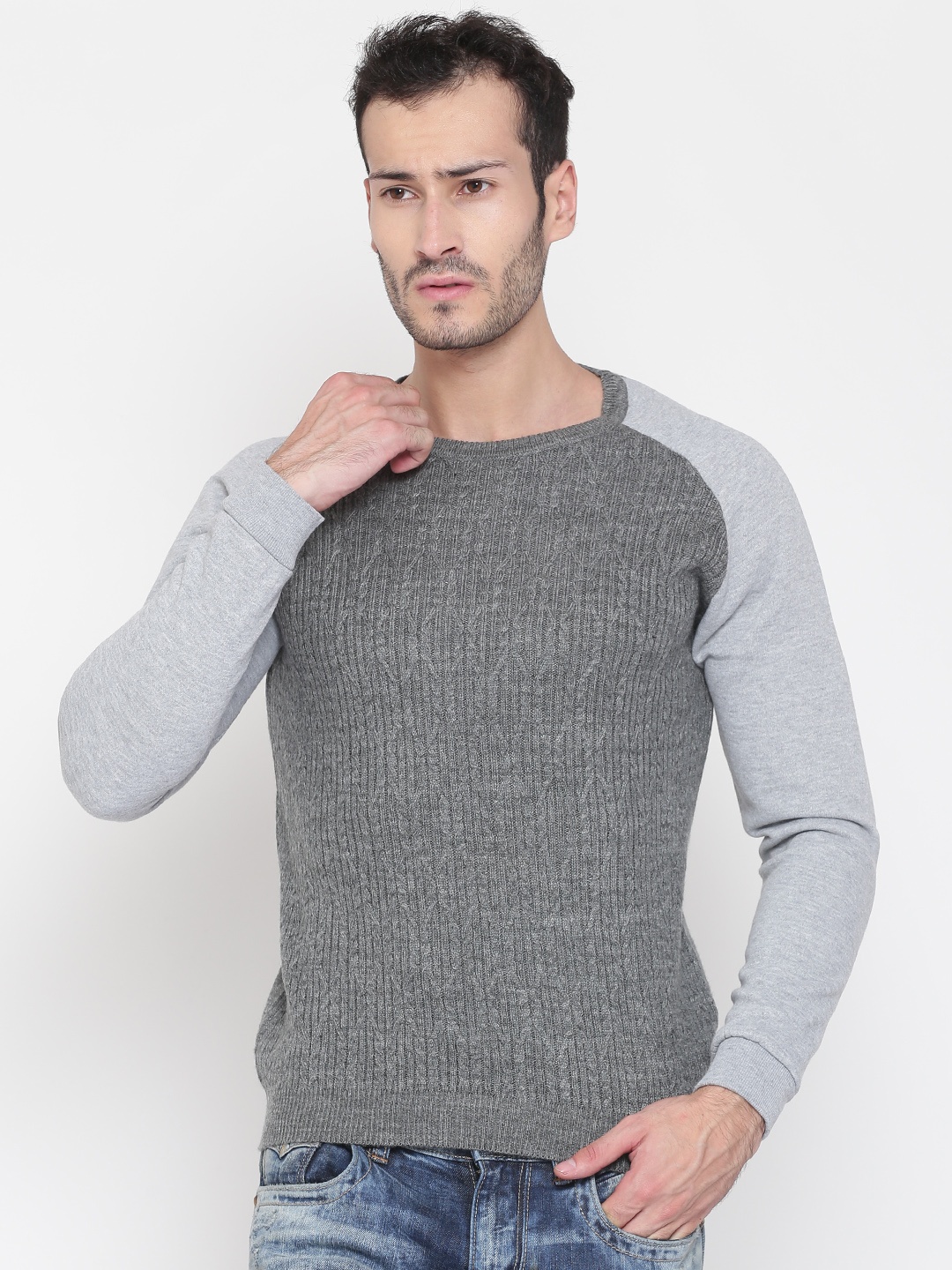 

Peter England Casuals Men Grey Melange Pullover
