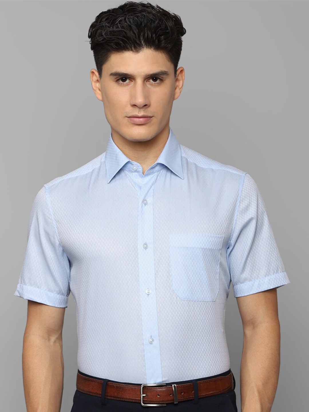 

Louis Philippe Men Slim Fit Pure Cotton Formal Shirt, Blue
