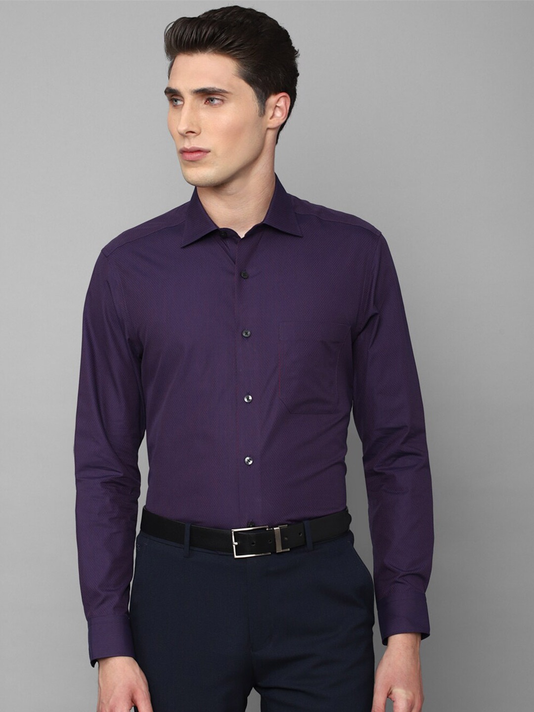 

Louis Philippe Men Slim Fit Cotton Formal Shirt, Purple