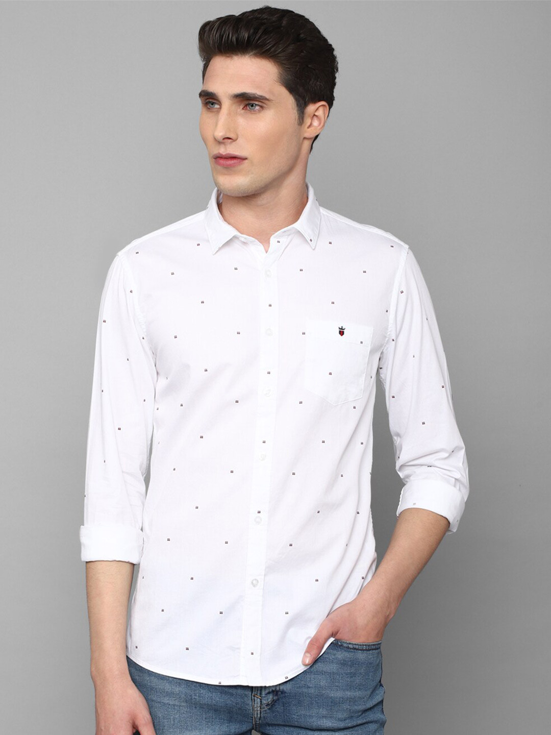 

Louis Philippe Jeans Men Slim Fit Printed Cotton Casual Shirt, White